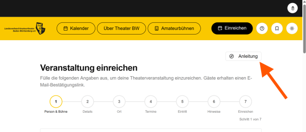 Veranstaltungskalender Zweiter Schritt - Anleitung durchklicken